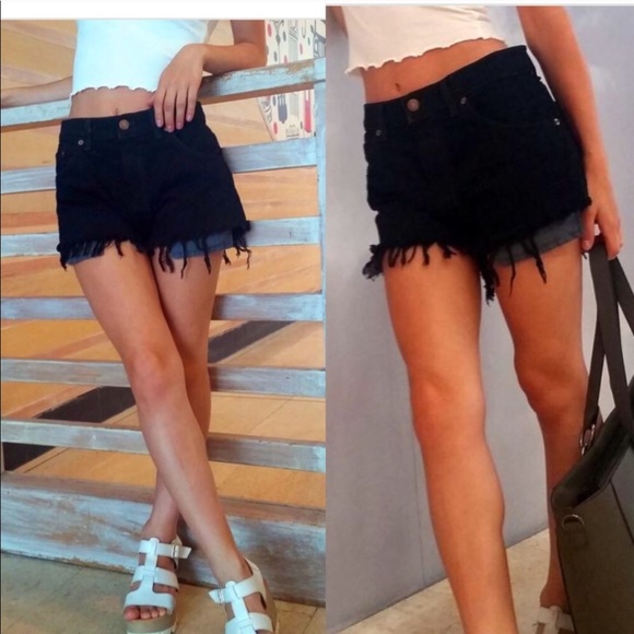 Levi's Pants - Levi’s higher waist destroyed  black denim shorts.